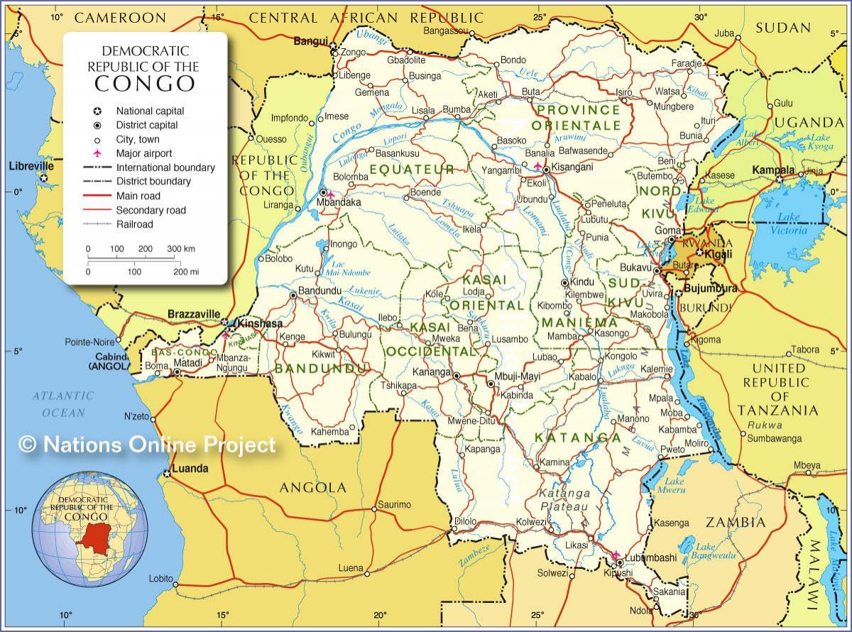 mapa Demokratycznej Republiki Konga